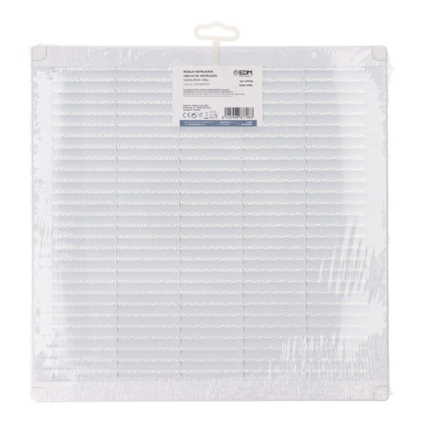 REJILLA VENTILACIÓN CUADRADA CON TAPONES Y MOSQUITERA 300x300x7mm ABS BLANCA - Imagen 2
