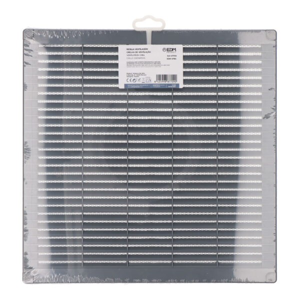 REJILLA VENTILACIÓN CUADRADA CON TAPONES Y MOSQUITERA 300x300x7mm ABS GRIS - Imagen 2