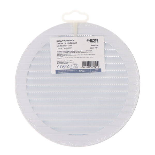 REJILLA VENTILACIÓN REDONDA EMPOTRABLE CON MOSQUITERA Ø150mm  ABS BLANCA - Imagen 2