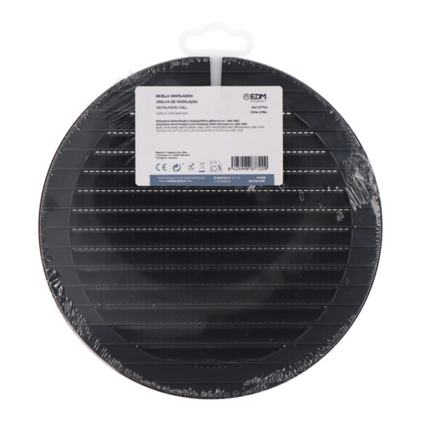 REJILLA VENTILACIÓN REDONDA EMPOTRABLE CON MOSQUITERA Ø150mm  ABS GRIS ANTRACITA - Imagen 2