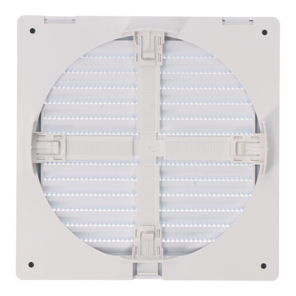 REJILLA VENTILACIÓN CUADRADA EMPOTRABLE AJUSTABLE Ø 80-150 CON MOSQUITERA 170x170x11,5mm ABS BLANCA