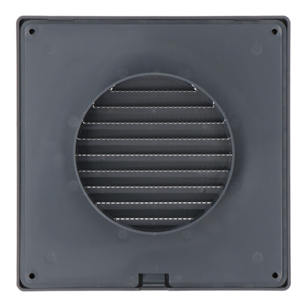 REJILLA VENTILACIÓN CUADRADA EMPOTRABLE Ø 100mm CON MOSQUITERA 170x170x11,5mm  ABS GRIS