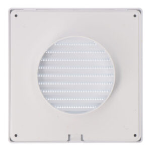 REJILLA VENTILACIÓN CUADRADA  EMPOTRABLE Ø 100mm CON MOSQUITERA 170x170x10mm  ABS BLANCA