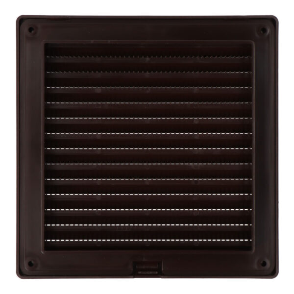 REJILLA VENTILACIÓN CUADRADA  EMPOTRABLE CON MOSQUITERA 140 x 140mm ABS MARRÓN