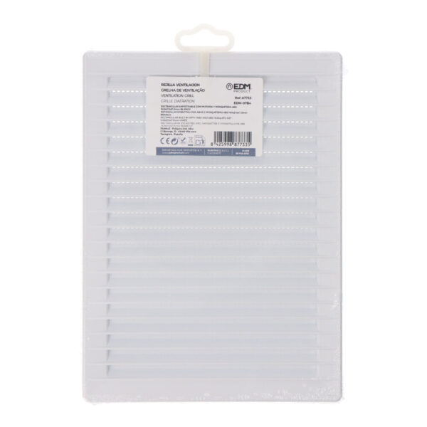 REJILLA VENTILACÍÓN RECTANGULAR EMPOTRABLE MOSQUITERA ABS 137x207mm BLANCO - Imagen 2