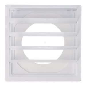 REJILLA VENTILACIÓN CUADRADA EMPOTRABLE CON LAMAS MÓVILES 170x170mm ENCLAVAMIENTO Ø100MM ABS BLANCA