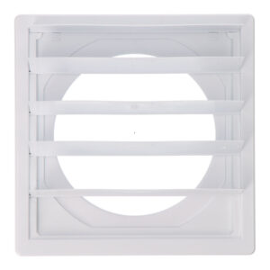 REJILLA VENTILACIÓN CUADRADA EMPOTRABLE CON LAMAS MÓVILES 170x170mm ENCLAVAMIENTO Ø120MM ABS BLANCA