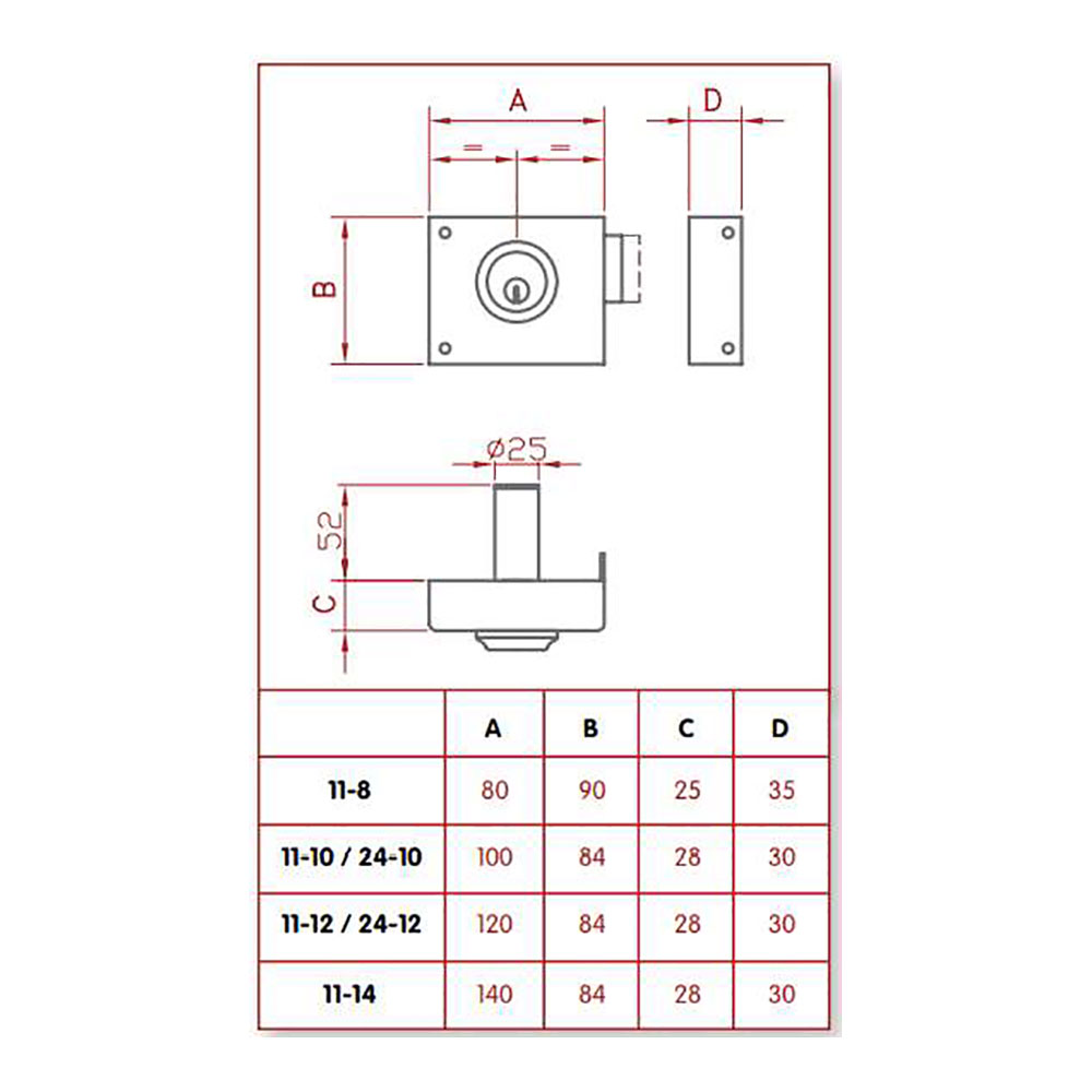 CERRADURA DE SOBREPONER SOLO LLAVE. IZQUIERDA JIS 11-10I JIS