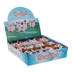 HUCHA CERDITO CON CORAZONES 9x7,5x8cm COLORES / MODELOS SURTIDOS