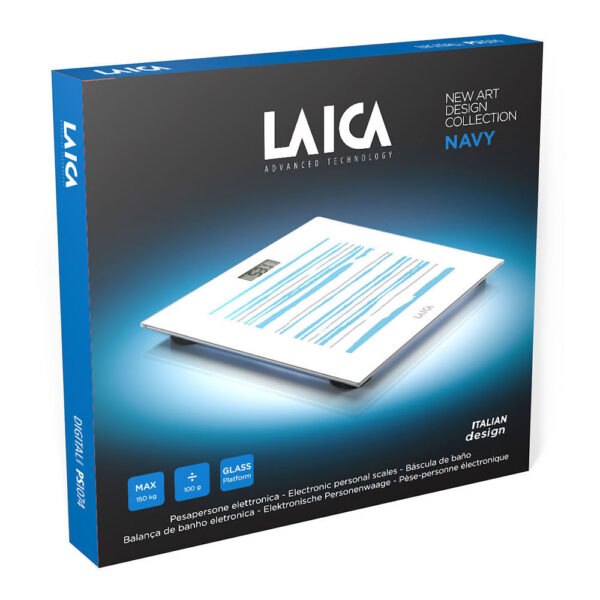BÁSCULA ELECTRÓNICA DE BAÑO BLANCA CON RAYAS 150kg PS1074 LAICA - Imagen 2