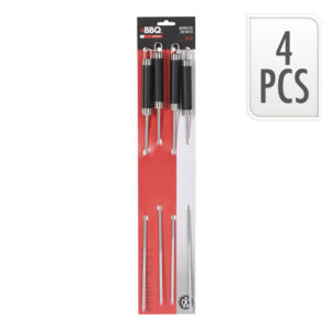 CONJUNTO DE 4 BROCHETAS DE ACERO INOXIDABLE 46,5cm PARA BARBACOA