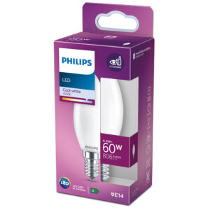 BOMBILLA VELA LED E14 6,5W 806lm 4000K LUZ DIA Ø3,5x9,7cm. PHILIPS