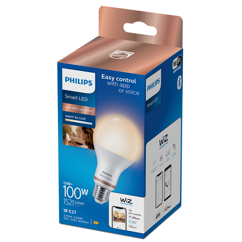 BOMBILLA LED STANDARD E27 13W 2700K-6500K 1521lm WIFI PHILIPS WIZ