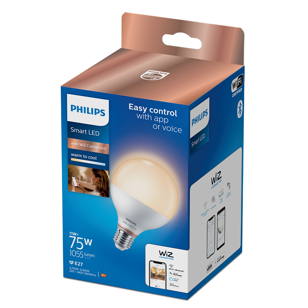 BOMBILLA GLOBO E27 11W 2.700K-6.500K 1055lm WIFI PHILIPS WIZ