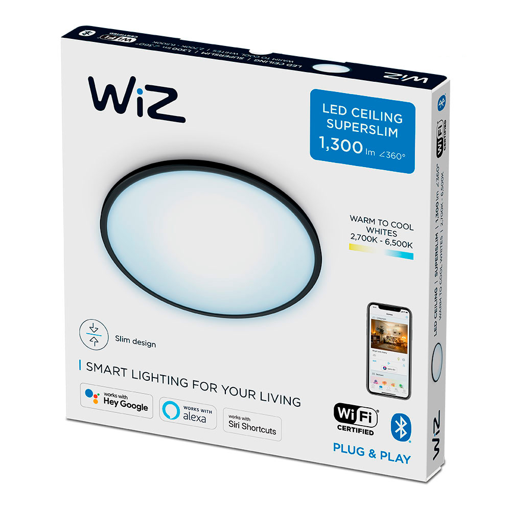 PLAFON LED WIZ 14W 1300lm Ø242mm MARCO NEGRO PHILIPS - Imagen 2