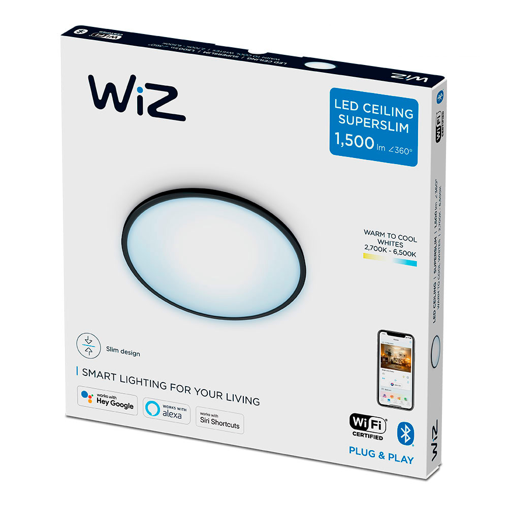 PLAFON LED INTELIGENTE WI-FI 16W 1500lm Ø292mm MARCO NEGRO WIZ - Imagen 2