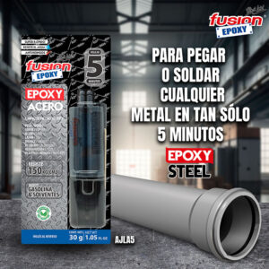EPOXY ACERO LIQUIDO JERINGA 5 MIN 30gr AJLA5 FUSION EPOXY BLACK LABEL