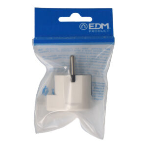 CLAVIJA TIPO F T/TL 16A SALIDA LATERAL 4,8mm BLANCA (ENVASADA) EDM