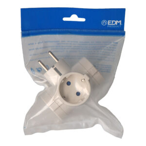 CLAVIJA 4 TOMAS T/TL SALIDAS LATERALES 16A 250V 4,8mm (ENVASADA)
