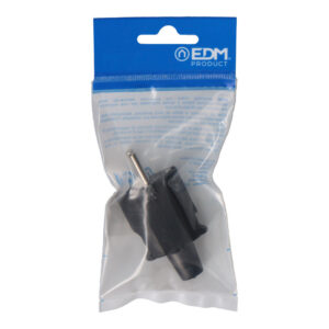 CLAVIJA DE GOMA 10/16A 250V T/TL IP44 4,8mm NEGRA (ENVASADA) EDM