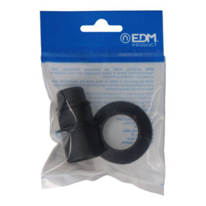 PORTALAMPARAS E14 SEMIROSCADO + ARANDELA 44025 (ENVASADO) NEGRO SOLERA