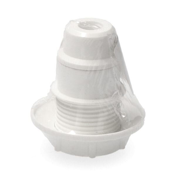 PORTALAMPARAS E-14 SEMI-ROSCADO+ ARANDELA RETRACTILADO BLANCO
