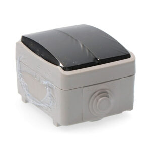 DOBLE CONMUTADOR/INTERRUPTOR ESTANCO 10AX 250V~. IP54 (RETRACTILADO) SOLERA
