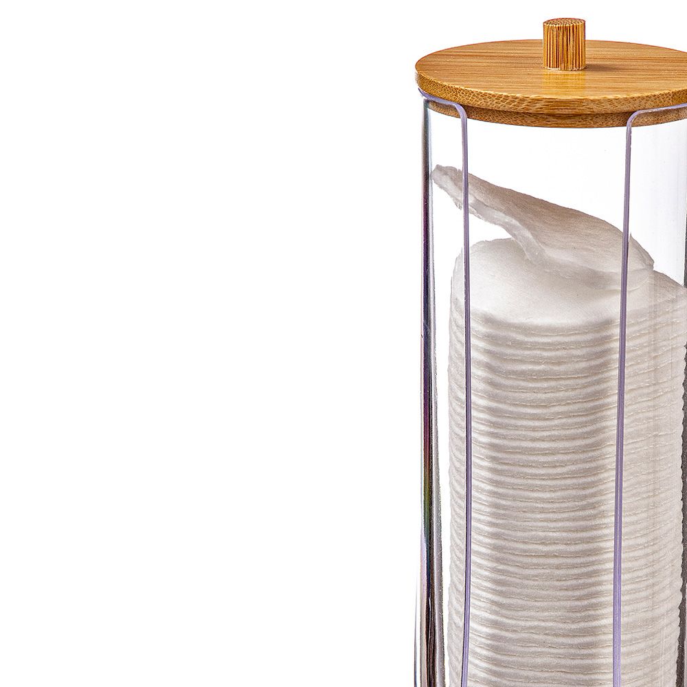 DISPENSADOR PARA DISCOS DE ALGODON CON TAPA DE BAMBU Ø7,3 cm - Imagen 2