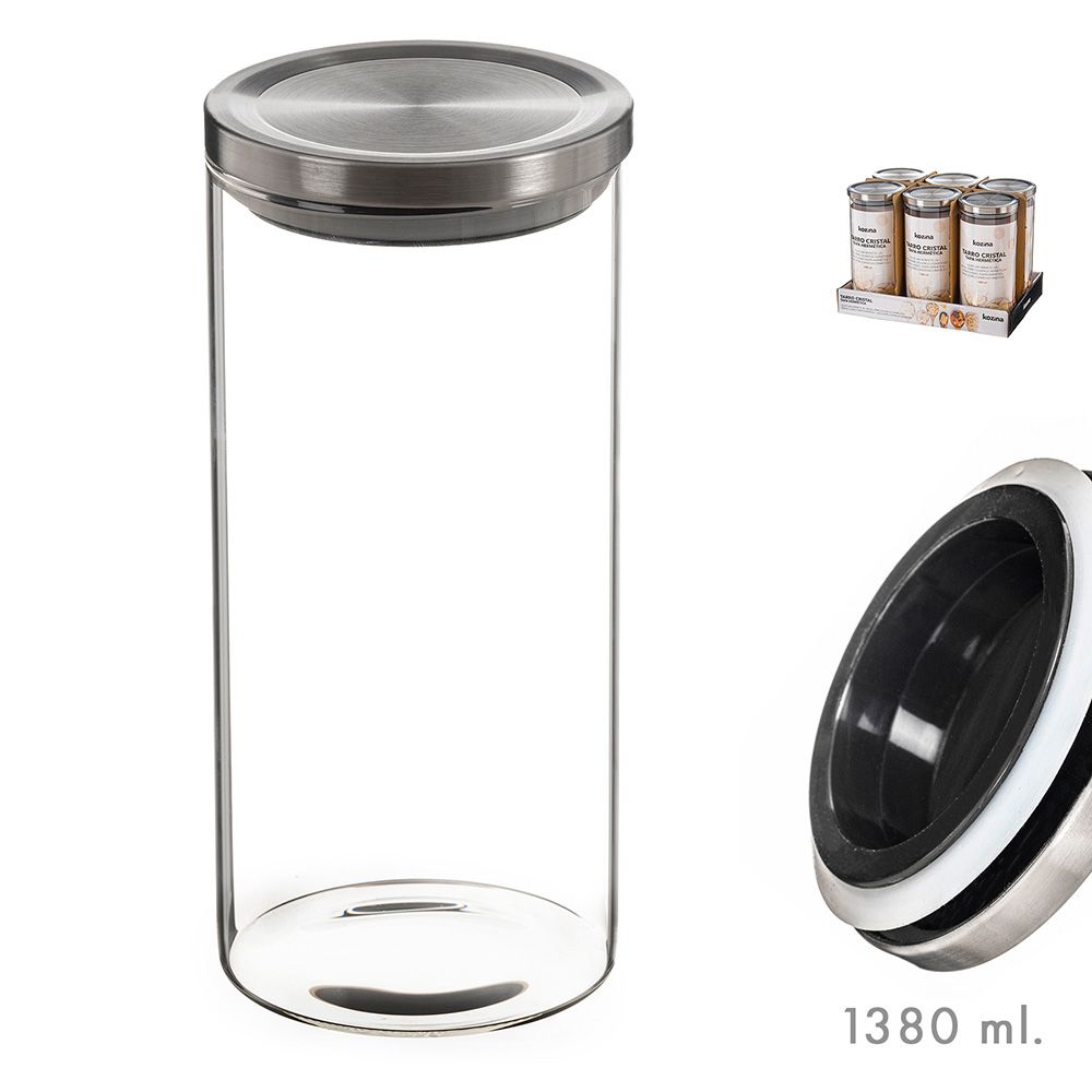 TARRO DE CRISTAL CON TAPA DE METAL 1380 ml