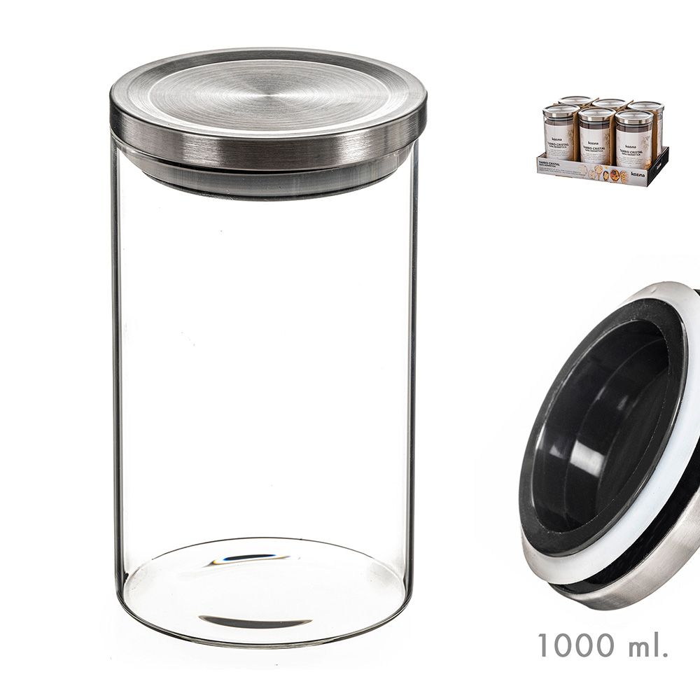 TARRO DE CRISTAL CON TAPA DE METAL 1000 ml