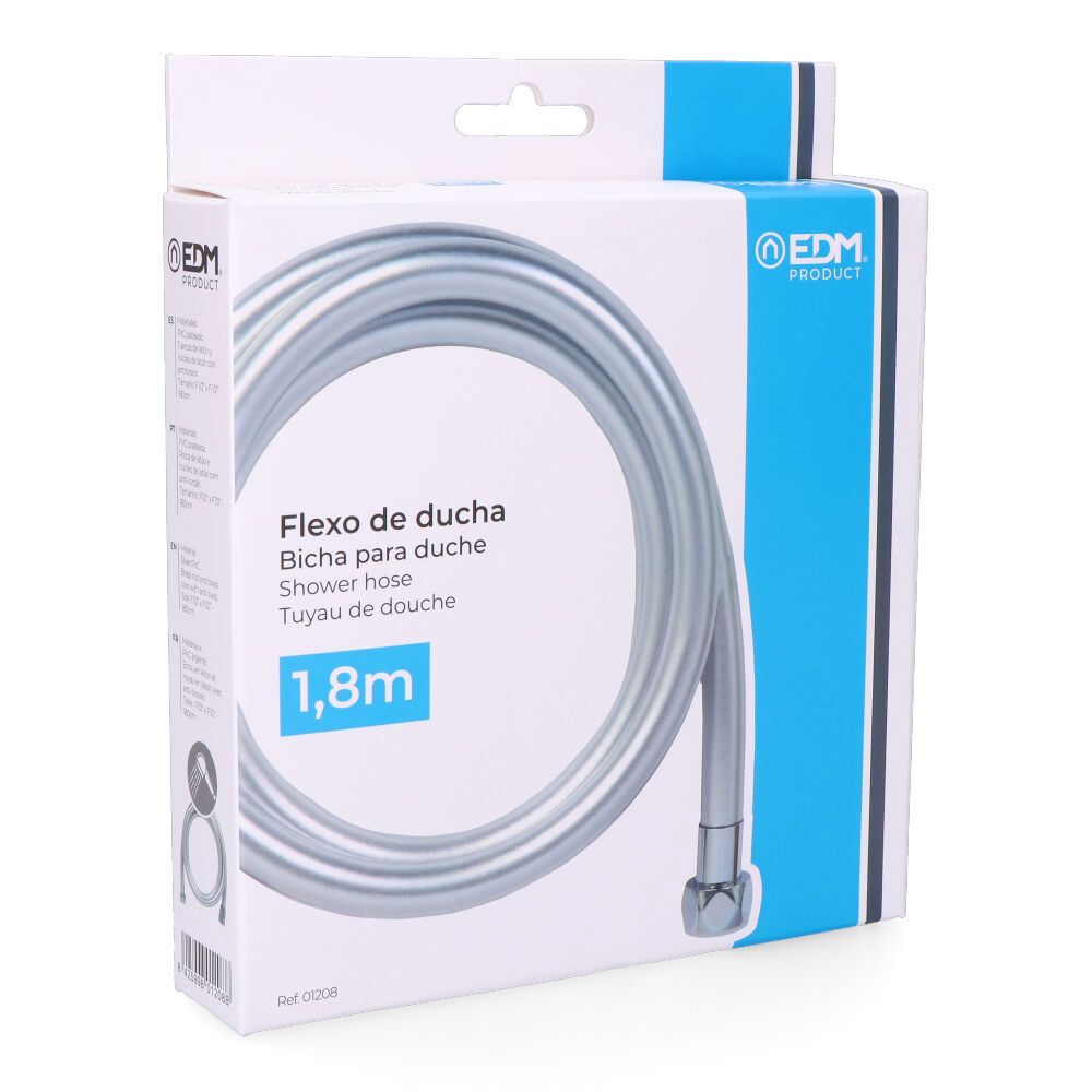 FLEXO DE DUCHA PVC COLOR CROMO 1,8 m - Imagen 2