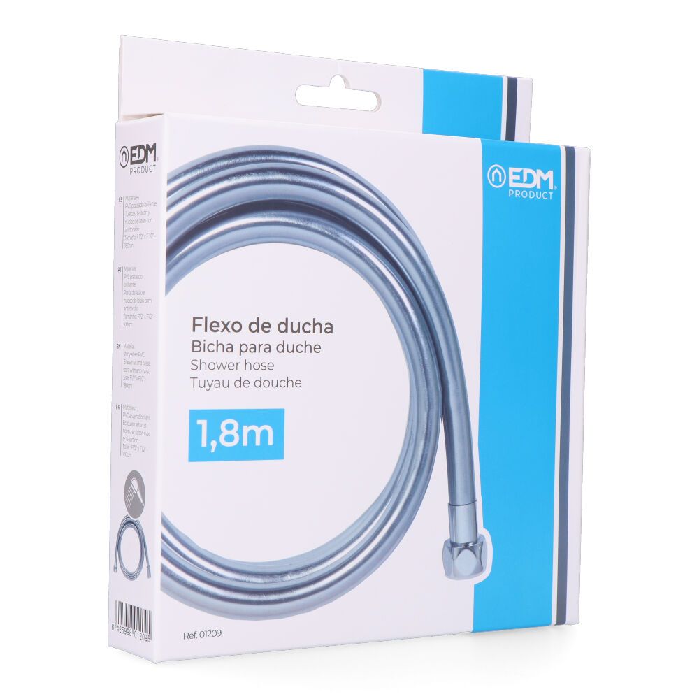 FLEXO DE DUCHA PVC COLOR CROMO BRILLANTE 1,8 m - Imagen 2