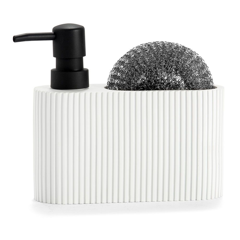 DISPENSADOR POL CON ESTROPAJO BLANCO/NEGRO 16 x 5 x 15 cm