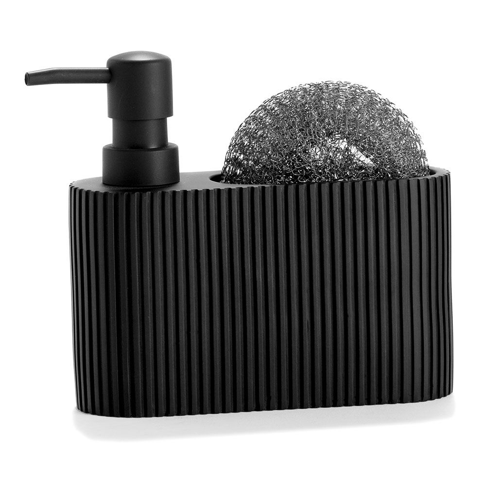 DISPENSADOR POL CON ESTROPAJO NEGRO 16,5 x 5,5 x 15 cm