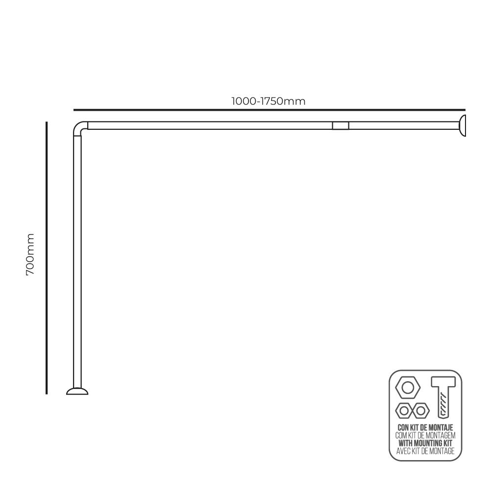 BARRA DE CORTINA CURVA BLANCA 70 x 100 A 175 cm - Imagen 3