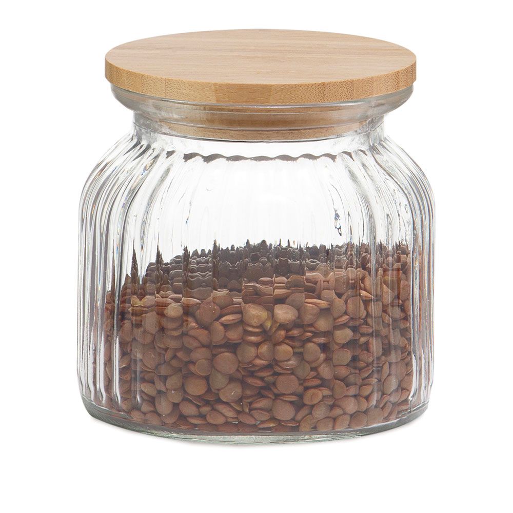 BOTE DE COCINA DE VIDRIO + BAMBÚ 600 ml