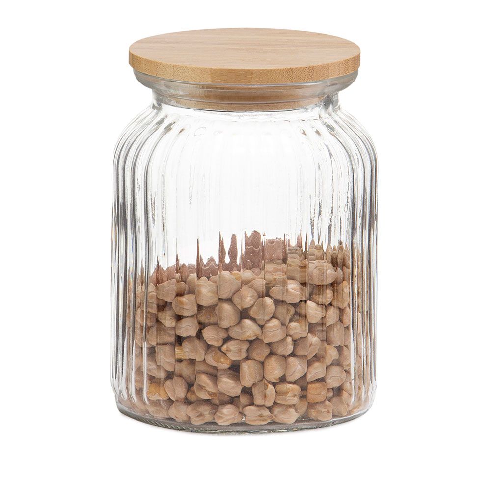 BOTE DE COCINA DE VIDRIO + BAMBÚ 1000 ml