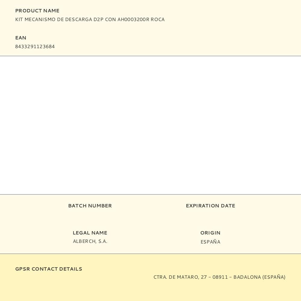 KIT MECANISMO DE DESCARGA D2P CON AH0003200R ROCA - Imagen 2