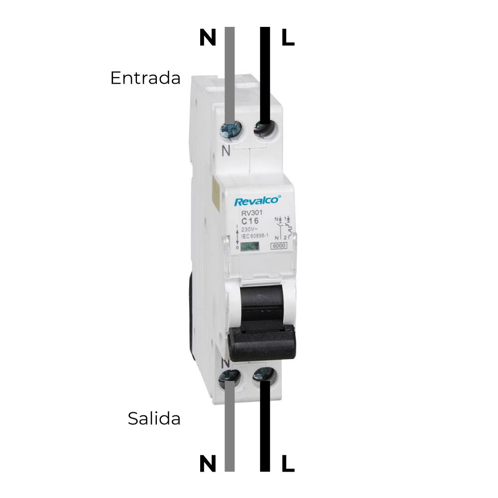 MAGNETOTERMICO REVALCO 1 POLO+NEUTRO 25A (ESTRECHO) - Imagen 2