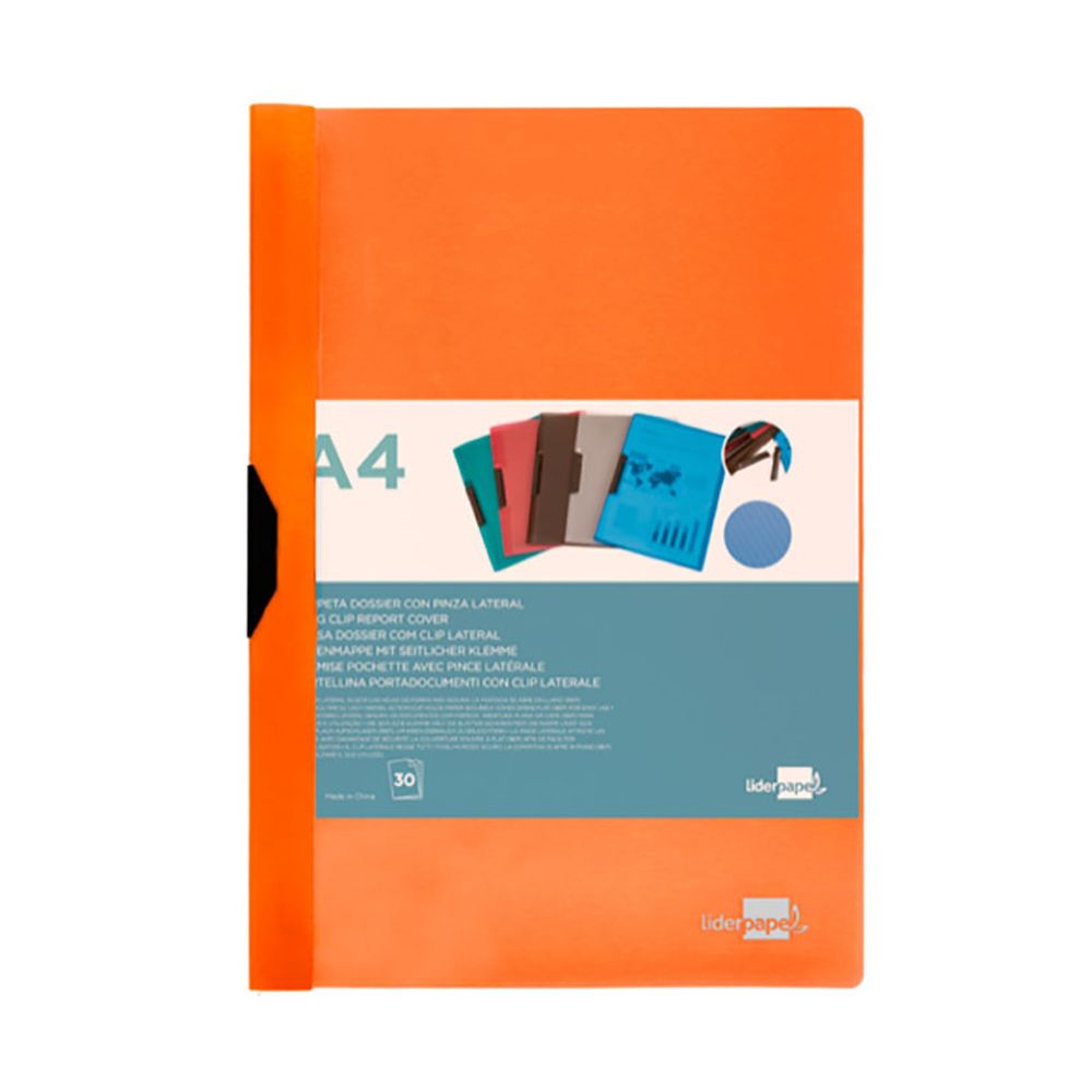 CARPETA DOSSIER PINZA LATERAL PP DIN A 4 NARANJA