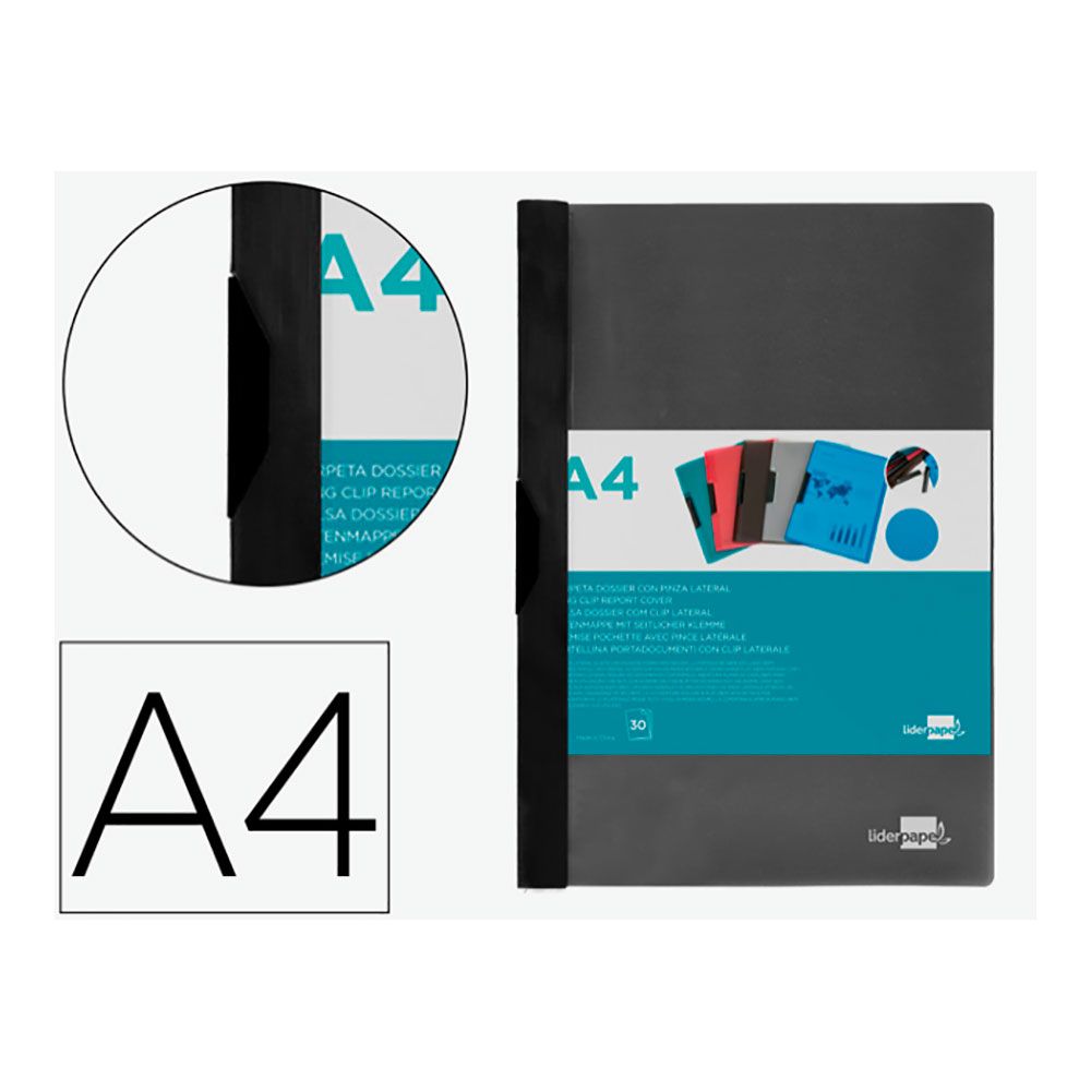 CARPETA DOSSIER PINZA LATERAL PP DIN A 4 NEGRA - Imagen 2