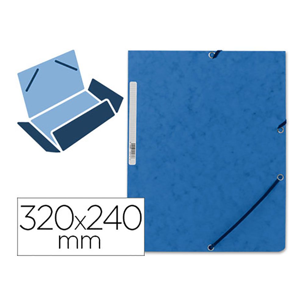 CARPETA CON GOMAS CARTÓN AZUL CON SOLAPAS DIN A4 - Imagen 2