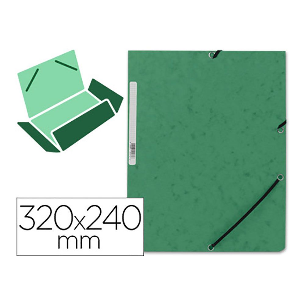 CARPETA CON GOMAS CARTÓN VERDE CON SOLAPAS DIN A4 - Imagen 2