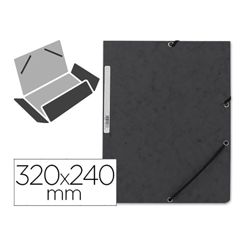 CARPETA CON GOMAS CARTÓN NEGRA CON SOLAPAS DIN A4 - Imagen 2