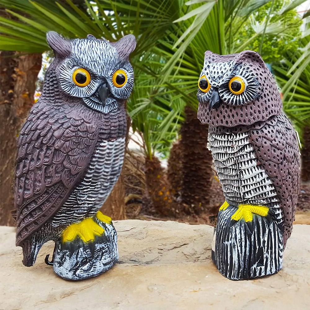 BÚHO CON CABEZA GIRATORIA AHUYENTA AVES 20 x 38 x 16 cm - Imagen 3