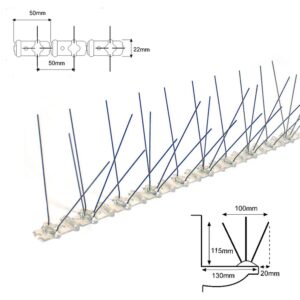 VARILLA DISUASORIA PARA AVES, INOXIDABLE CON BASE METACRILATO, 0,5 m x 11,5 cm