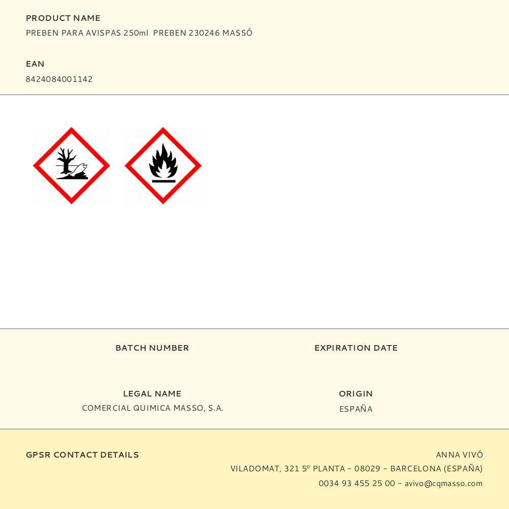 INSECTICIDA PREBEN PARA AVISPAS 250 ml - Imagen 2