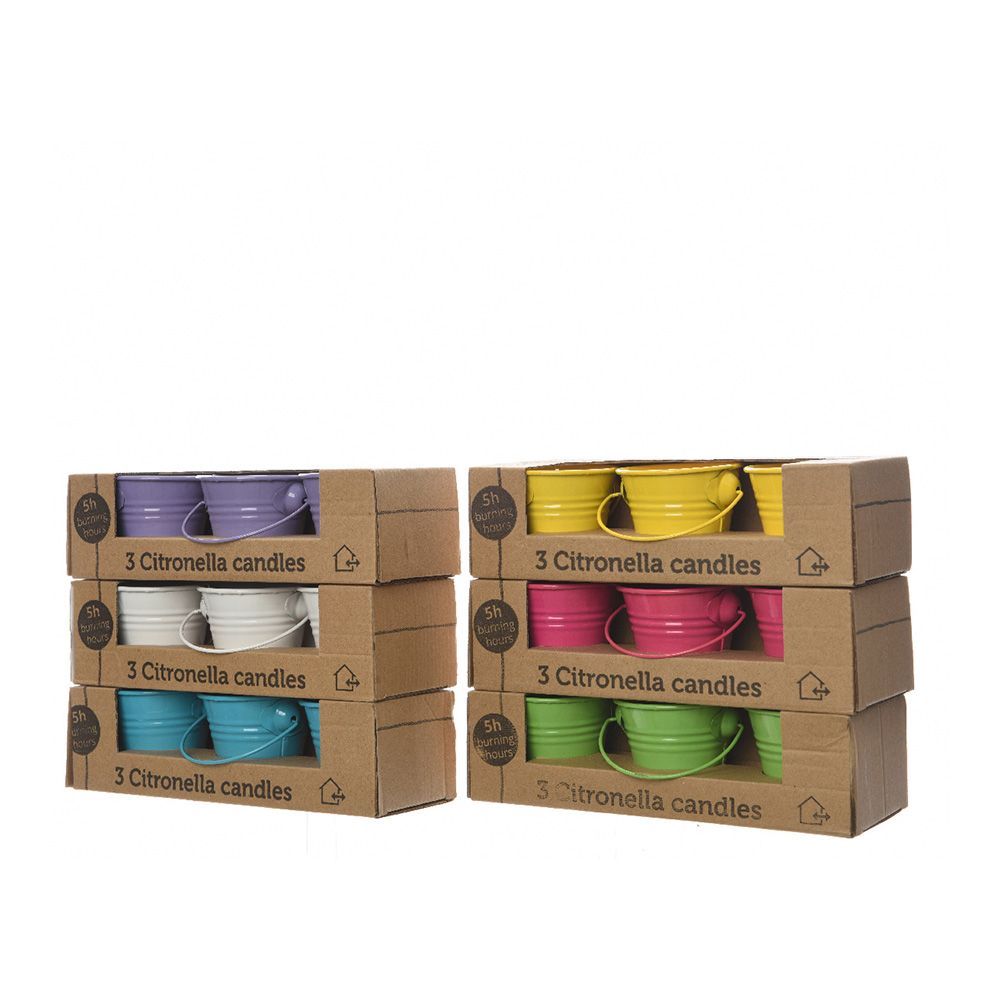 VELA CITRONELA 45 g Ø5 x 6,5 cm COLORES SURTIDOS, 3 uds