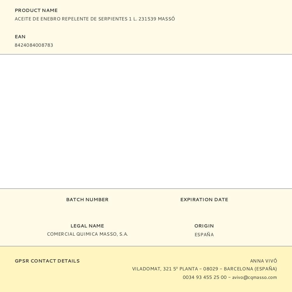 ACEITE DE ENEBRO REPELENTE DE SERPIENTES 1 L - Imagen 2