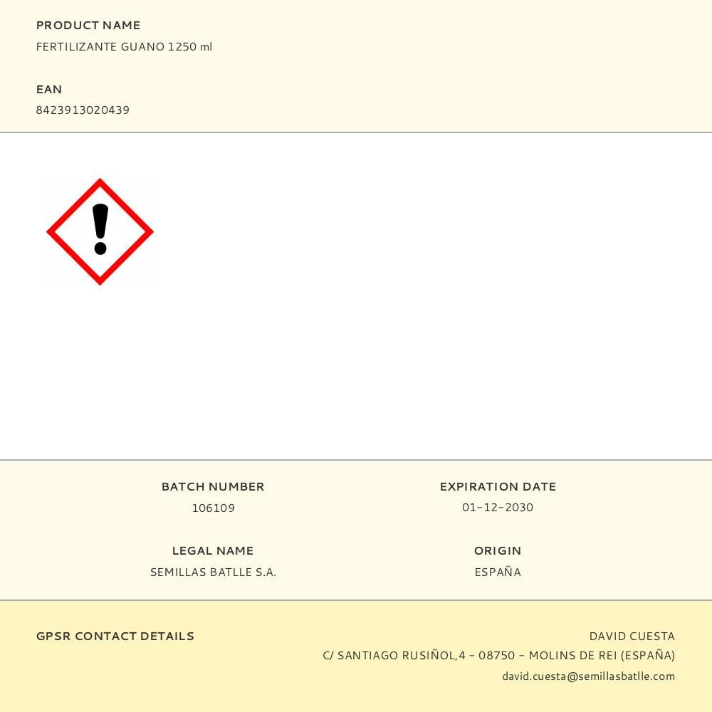 FERTILIZANTE GUANO 1250 ml - Imagen 2